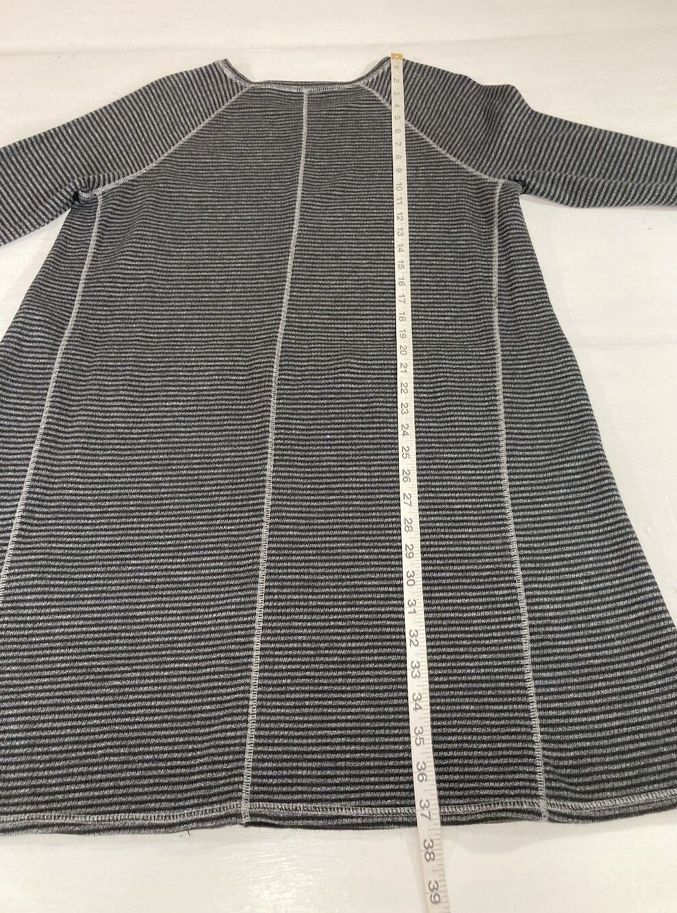 J Jill Sweater Knit Dress Womens L Black Gray Stripe Long Sleeve Casual - Picture 10 of 10